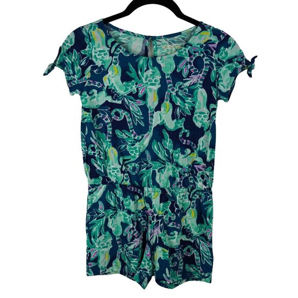 Lilly Pulitzer Girls Romper 8-10 Large Tidal Wave In The Details Lemurs - Picture 1 of 7